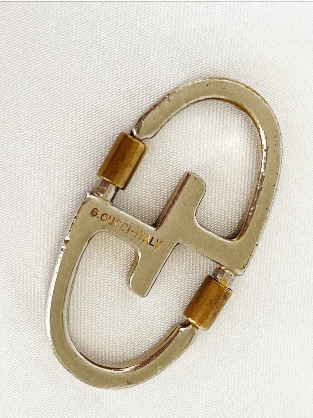 GUCCI Mens RARE Silver Gold Keychain Accessory Vintage Unisex 1970s